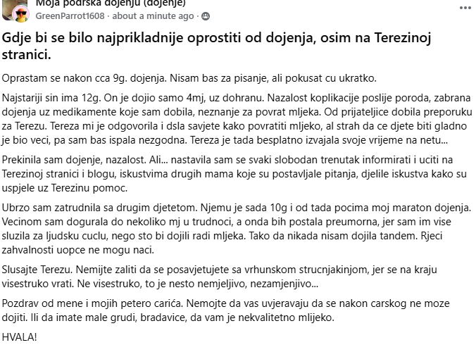 podrška dojenje knjiga utisaka savjetnica